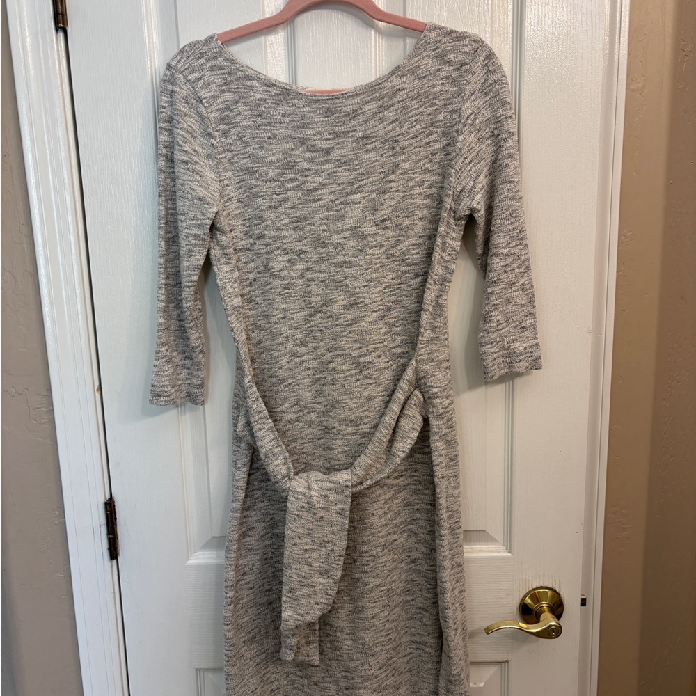 Anthropologie T.La Gray Knee Length Sweater Dress Women’s Size Small Front Tie - Picture 2 of 12